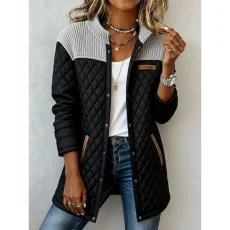 Plus Size Long Sleeve Patchwork Contrast Color Coats GQLK-6413
