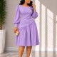 Plus Size Solid Color Irregular Midi  Dress GATE-655