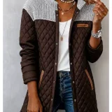 Plus Size Long Sleeve Patchwork Contrast Color Coats GQLK-6413