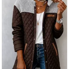 Plus Size Long Sleeve Patchwork Contrast Color Coats GQLK-6413