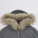Fur Hooded Solid Color Sweatshirt GPKJ-MR51627