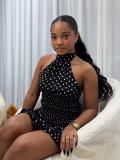Polka Dot Printed Backless Mini Dress GADE-11593