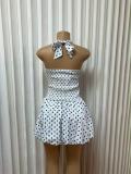 Polka Dot Printed Backless Mini Dress GADE-11593