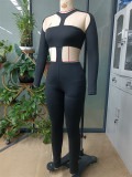 Solid Color Hollow Out Jumpsuit GHYX-TXY0085