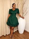 V Neck Short Sleeve Slim Mini Dress GADE-11502
