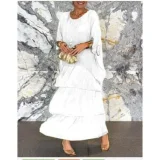 Plus Size Chiffon Mesh Bat Sleeve Maxi Dress GQLK-8699