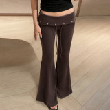 Rivet Solid Color Knits Flare Pants GPKJ-MR52452