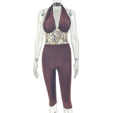 Printed V Neck Halterneck Jumpsuit GJYO-JP006533