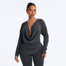 V Neck Long Sleeve Top MXBF-J26TP493