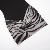 Zebra Stripe Long Sleeve Mini Dress GDSF-J26DS458