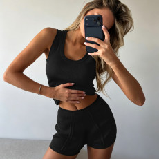 Solid Color Sleeveless Tank Top Sports Short Suit GPKJ-MR52302