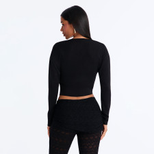 V Neck Long Sleeve Top MXBF-J26TP493