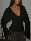 V Neck Long Sleeve Top GXIY-K25L1508