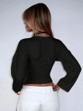 V Neck Long Sleeve Top GXIY-K25L1508