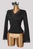 Long Sleeve Lace V Neck T Shirt YWXS-K26L3039