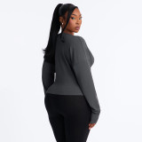 V Neck Long Sleeve Top MXBF-J26TP493