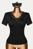 Lace Patchwork Short Sleeve T Shirt GXIY-K26L2665