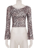 Leopard Printed Long Sleeve T Shirt GPKJ-MR52536