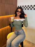 One Shoulder Lace Long Sleeve Top GXIY-K26L3128