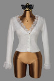 Lace Patchwork V Neck Sweater GXIY-K26L3079