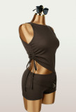 Solid Color Sleeveless Two Piece Shorts Set YWXS-K25L1834