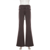 Rivet Solid Color Knits Flare Pants GPKJ-MR52452