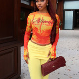 Leoaprd Printed Long Sleeve Two Piece Pants Set GJYO-JS919291
