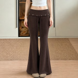 Rivet Solid Color Knits Flare Pants GPKJ-MR52452