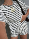 Stripe Long Sleeve Two Piece Short Set YWXS-K26L2604