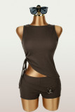 Solid Color Sleeveless Two Piece Shorts Set YWXS-K25L1834