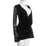 Lace Long Sleeve Backless Mini Dress GSZM-D26DS420