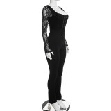 Lace Long Sleeve Square Neck Jumpsuit GDSF-J26JP476