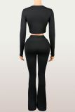 Solid Color Long Sleeve Top Pants Suit YWXS-K26L2141