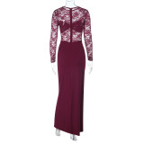 Lace Patchwork See Through Maxi Dress FL-JY25393PFO