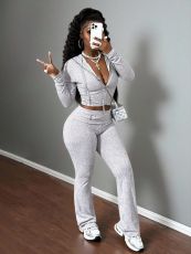 Knits Long Sleeve Sweatshirt Two Piece Pants Set GHYX-TJY8125