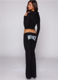 Letter Printed Long Sleeve Two Piece Pants Set GFCF-1607