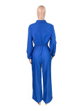 Color Block Zipper Coat Two Piece Pants Set CH-25055