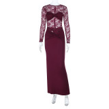 Lace Patchwork See Through Maxi Dress FL-JY25393PFO