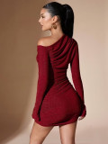 Long Sleeve Solid Color Mini Dress GHYX-VC731