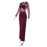 Lace Patchwork See Through Maxi Dress FL-JY25393PFO