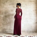 Lace Patchwork See Through Maxi Dress FL-JY25393PFO