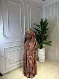 Long Sleeve Printed Square Neck Maxi Dress GFXI-fx1142