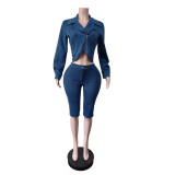 Long Sleeve Zipper Two Piece Pants Set MEM-88732