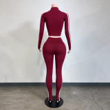 Printed Long Sleeve Zipper Two Piece Pants Set GNJF-Z&211