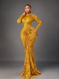 Long Sleeve Ruched Evening Dress GFXI-fx1194