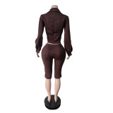 Long Sleeve Zipper Two Piece Pants Set MEM-88732