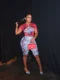 Printed Short Sleeve T Shirt Two Piece Pants Set GNJF-NJ9013