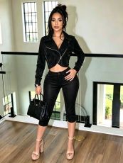 Long Sleeve Zipper Two Piece Pants Set MEM-88732