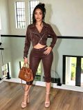 Long Sleeve Zipper Two Piece Pants Set MEM-88732