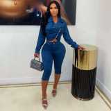 Long Sleeve Zipper Two Piece Pants Set MEM-88732